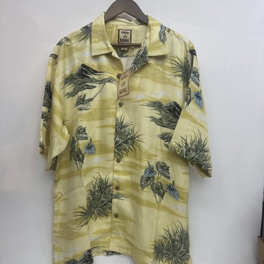 Tommy Bahama Volcano Island Camp Men's 100% Silk Shirt Size Large NWT 80$ MSRP